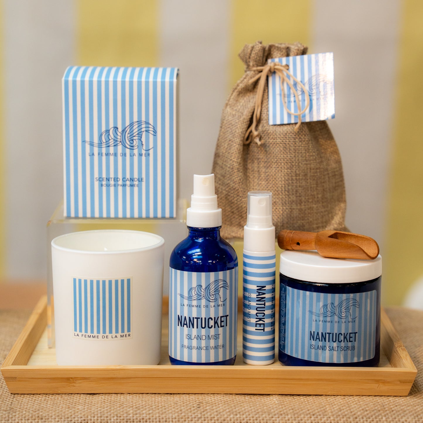 NANTUCKET BUNDLE Body & Home Mist, Salt Scrub, Organic Soy Candle.