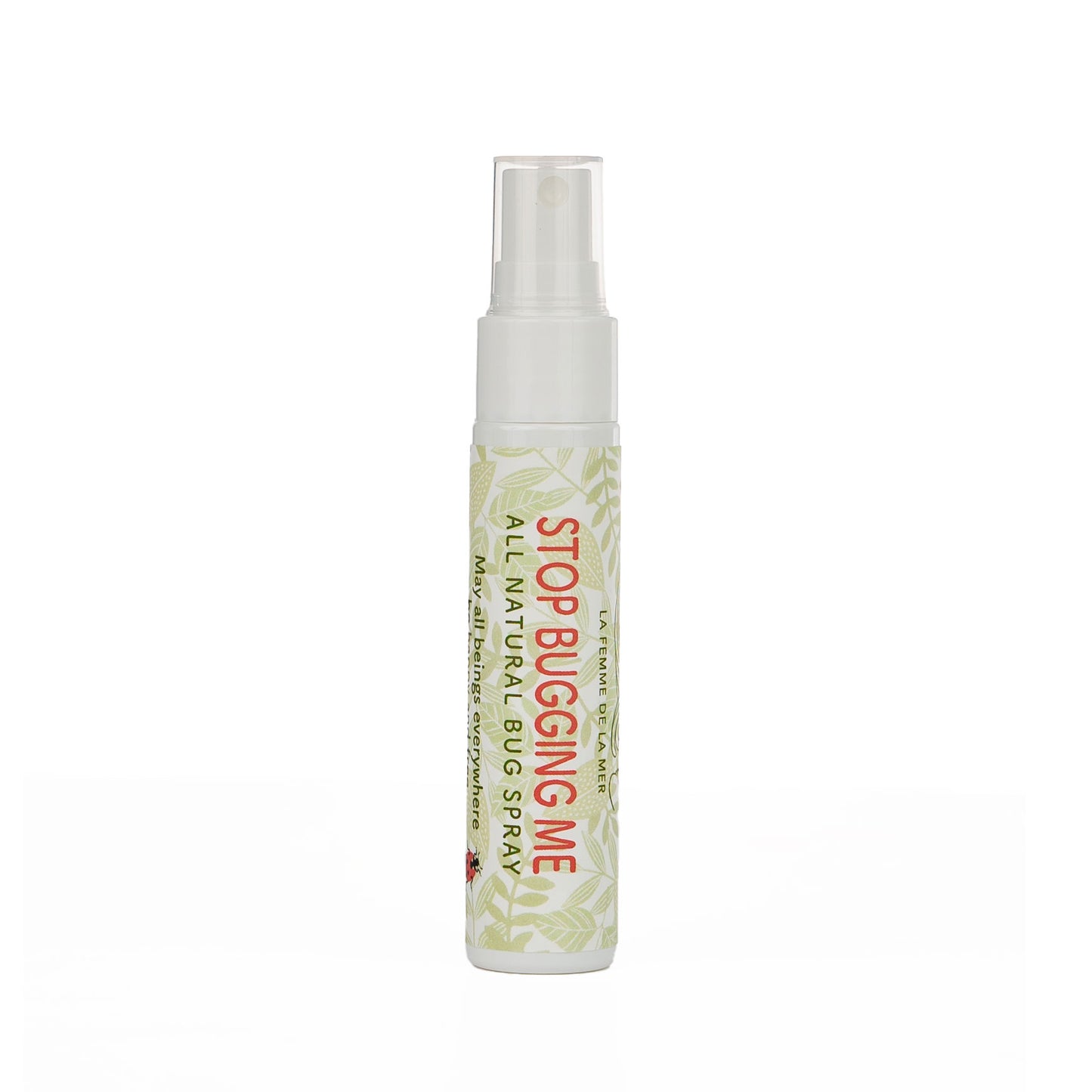 stop bugging me scent bottle mist 1 oz front green red white label