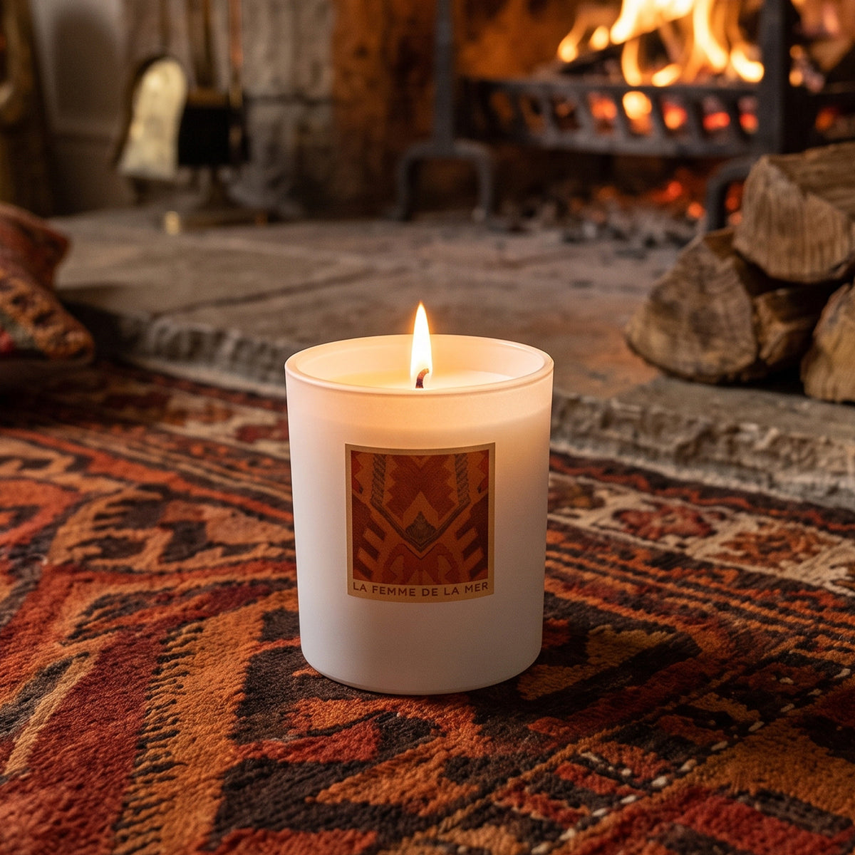 KILIM CANDLE "Quiet warmth, woven flame".