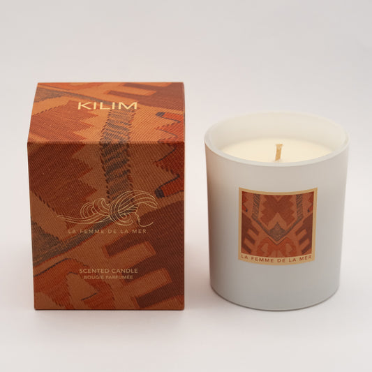 KILIM CANDLE "Quiet warmth, woven flame".